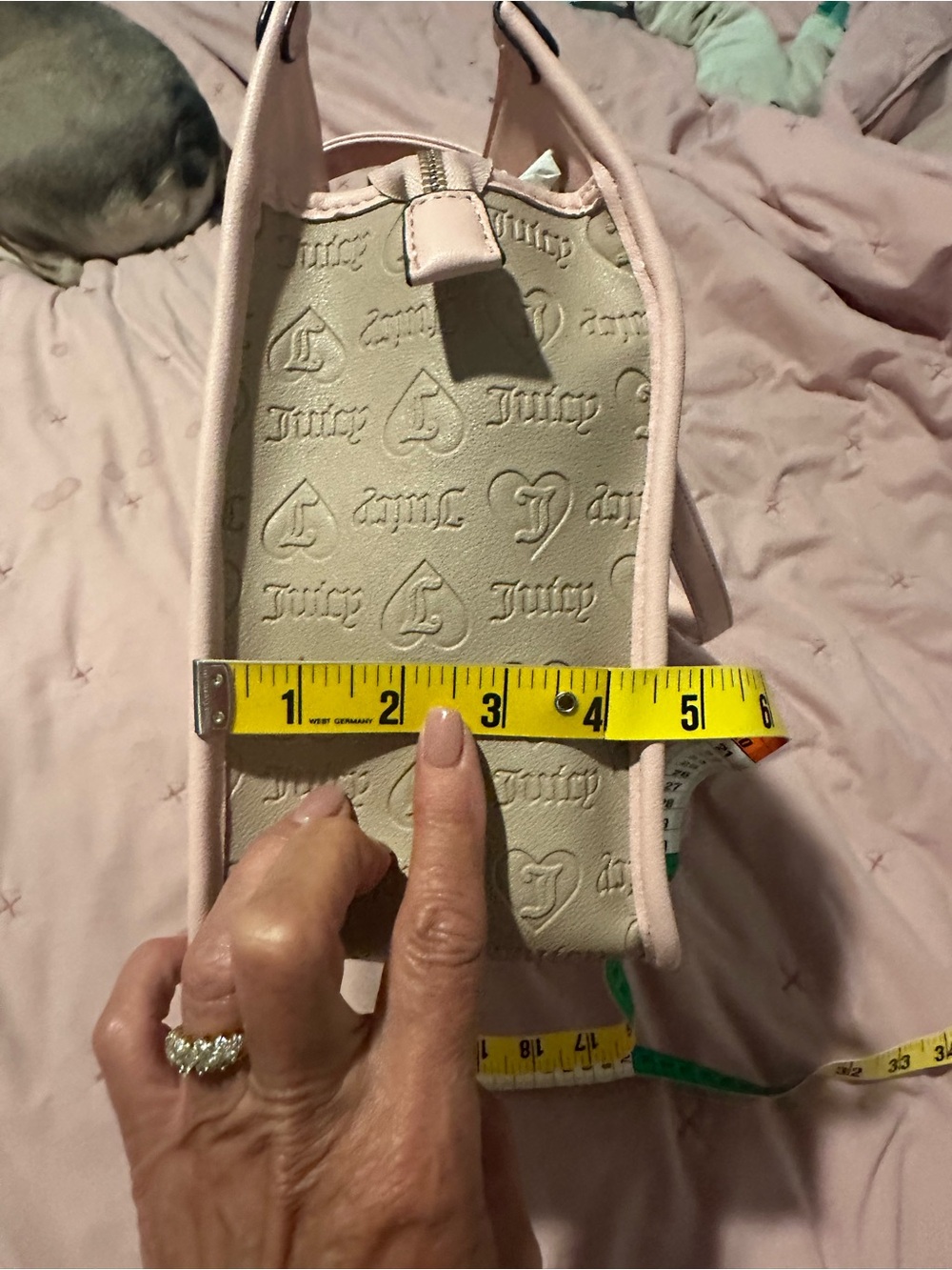 Juicy Couture Pink and Tan Logo Stripe Tote - Picture 6 of 9